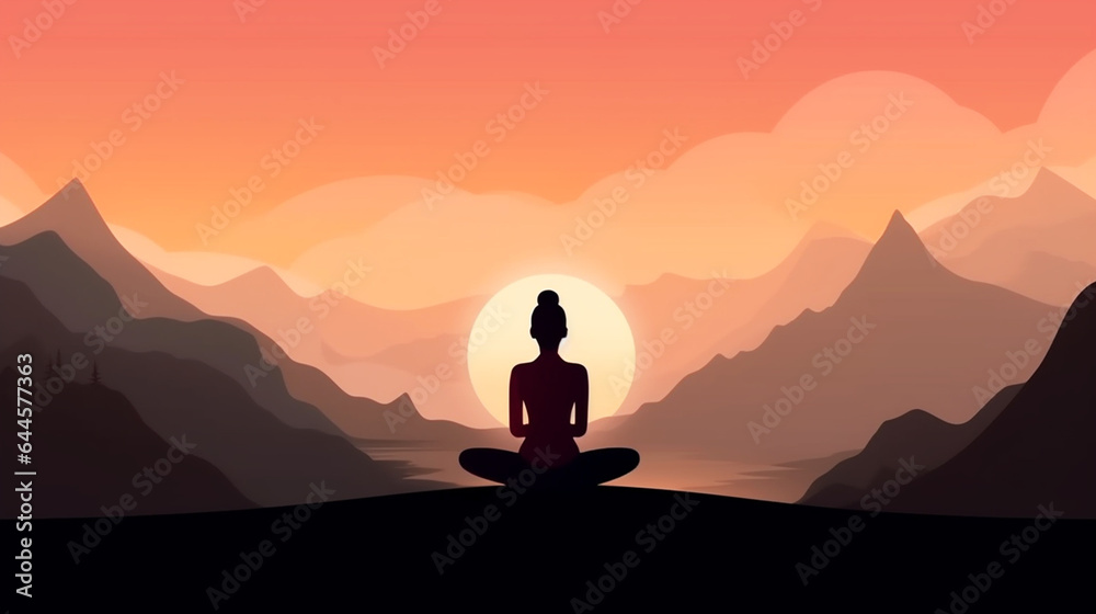 watercolor drawing style, the concept of a young pretty woman in comfortable sportswear doing yoga in open nature