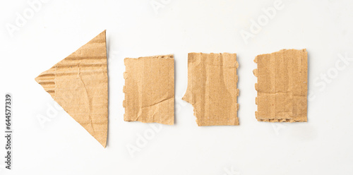 Cardboard Arrow, Arrows Made of Carton Piece, Ripped Kraft Paper, Brown Wrapping Vintage Paper Arrow