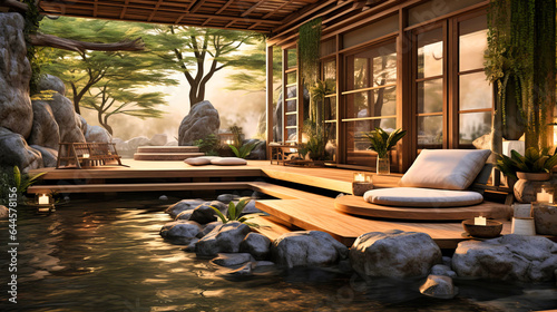 Zen-inspired relaxation corners with water features