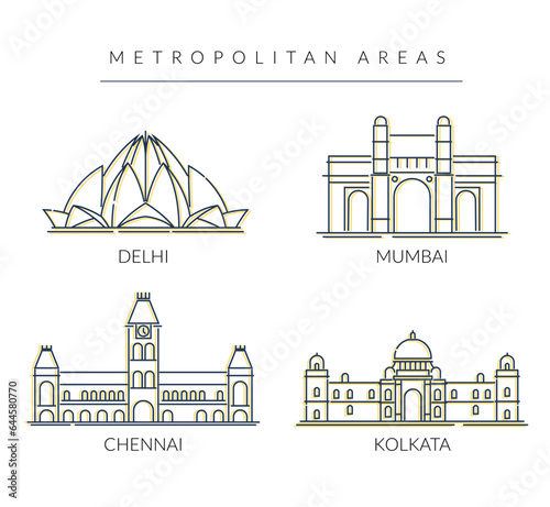 City Master - A Set of Key Metro Indian Cities -  Icon Illustration #644580770
