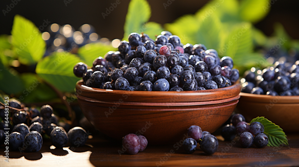 fresh black currant in bowl on wooden table fresh black currant in bowl on wooden table