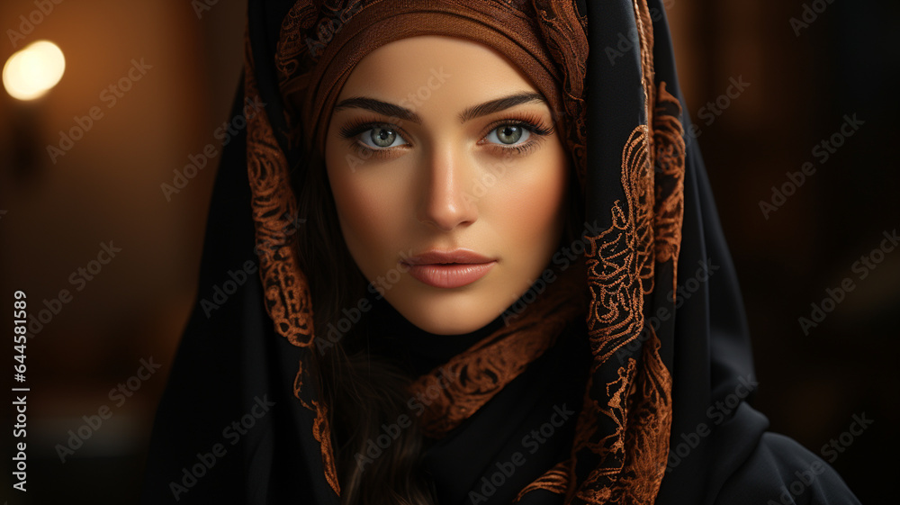 portrait of a young muslim woman with a headscarf. portrait of a young muslim woman with a headscarf.