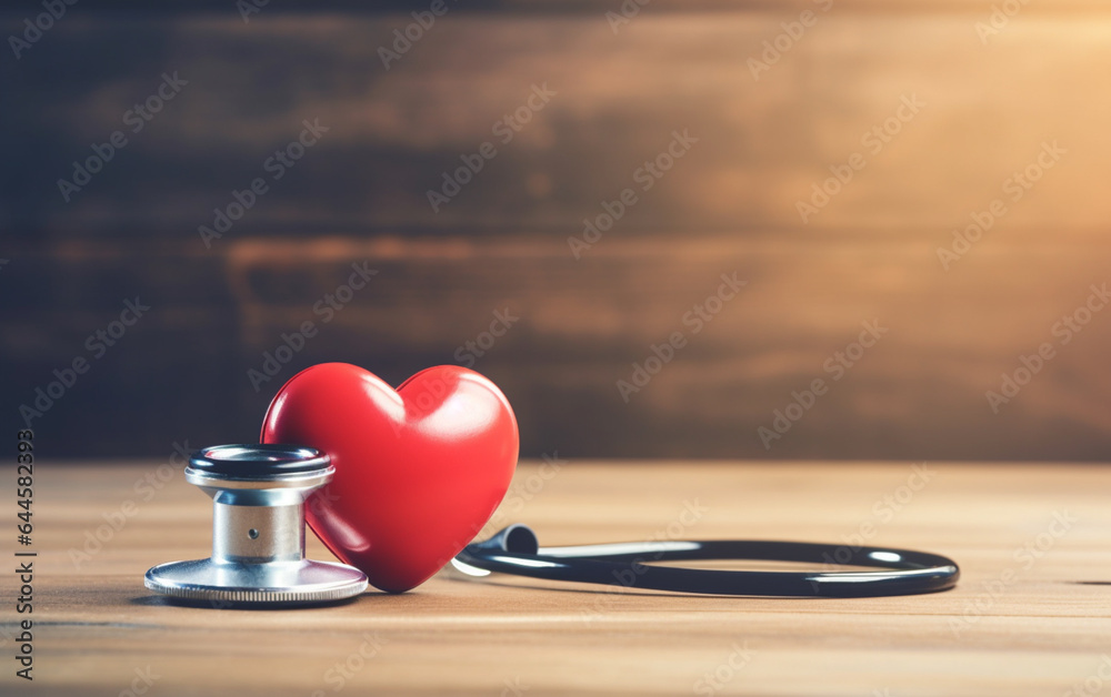 World health day,red heart and stethoscope on old wood table, copy space background for text,medical and healthcare business World health day,red heart and stethoscope on old wood table, copy space background for text,medical and healthcare business