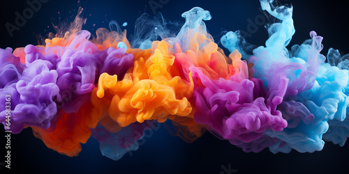 Farben Explosion bunt mit Rauch und Holi Pulver die ineinander verschmelzen im Querfomat f  r Banner  ai generativ