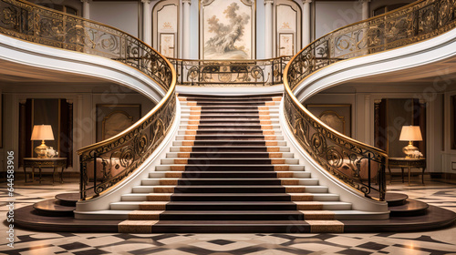 Marble staircases with contrasting railings 