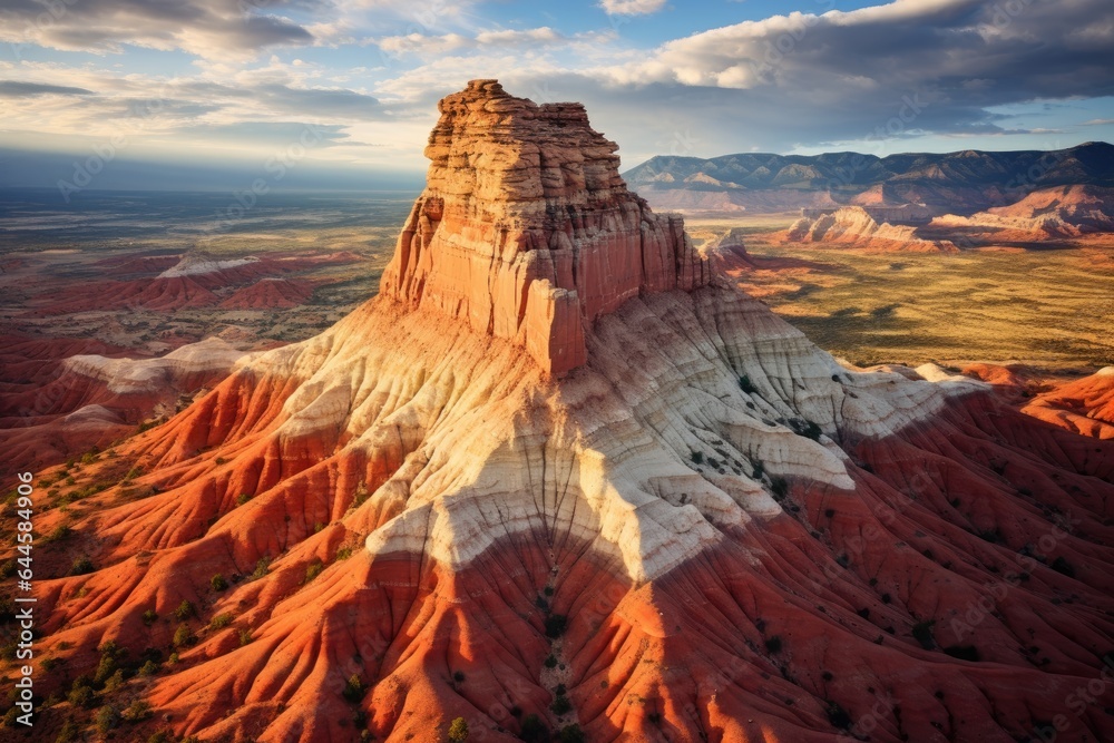 Aerial view of Capitol Reef National Park, United States of America, Aerial view of a sandstone Butte in Utah desert valley at sunset, Capitol Reef National Park, Hanksville, AI Generated
