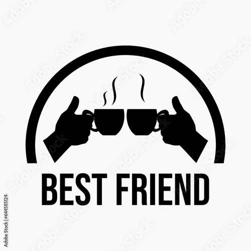 The best friends logo illustration shows 2 people drinking coffee together