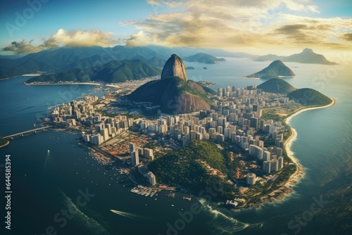 Aerial view of Rio de Janeiro, Brazil. Drone photography. Aerial view of Rio de Janeiro, AI Generated photo