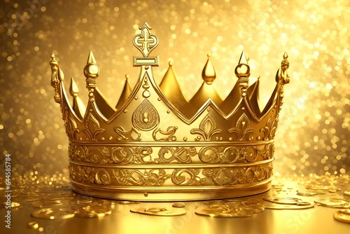 golden crown isolated on golden colored background