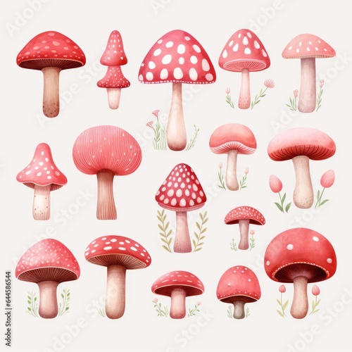 Watercolor illustration magical enchanted forest mushroom clipart by hand on white background. © Анастасия Комарова