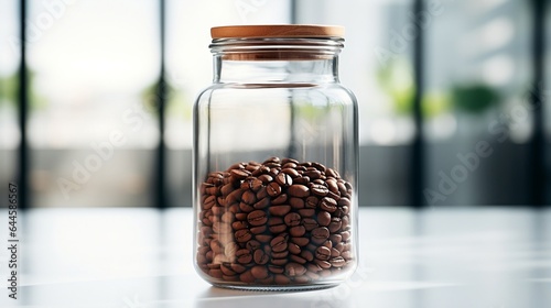 Dark roasted coffee beans in a jar, ready-to-drink coffee beans