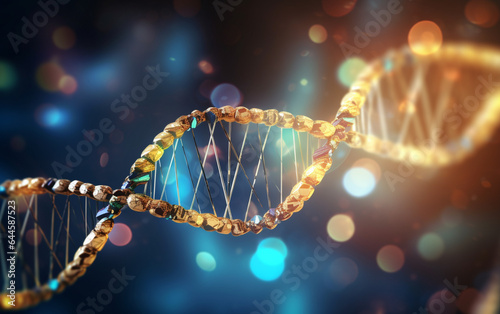 3d dna strands on an abstract background