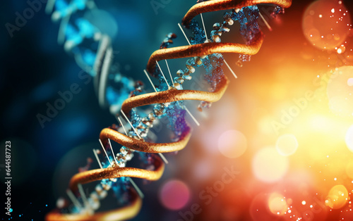 3d dna strands on an abstract background