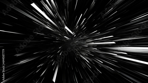 Chaotic Random White Lines Abstract Black Background