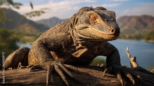 A breathtaking shot of a Komodo Dragon his natural habitat, showcasing his majestic beauty and strength.