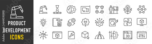 Product Development web icons in line style. Sturtup, funding, target, team, ipo, collection. Vector illustration.