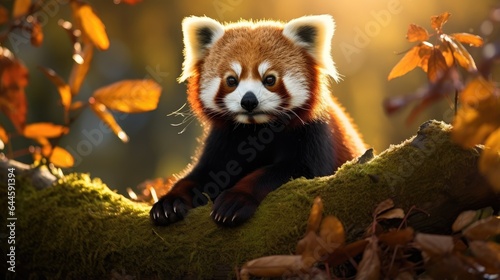 A breathtaking shot of a Red Panda his natural habitat, showcasing his majestic beauty and strength.