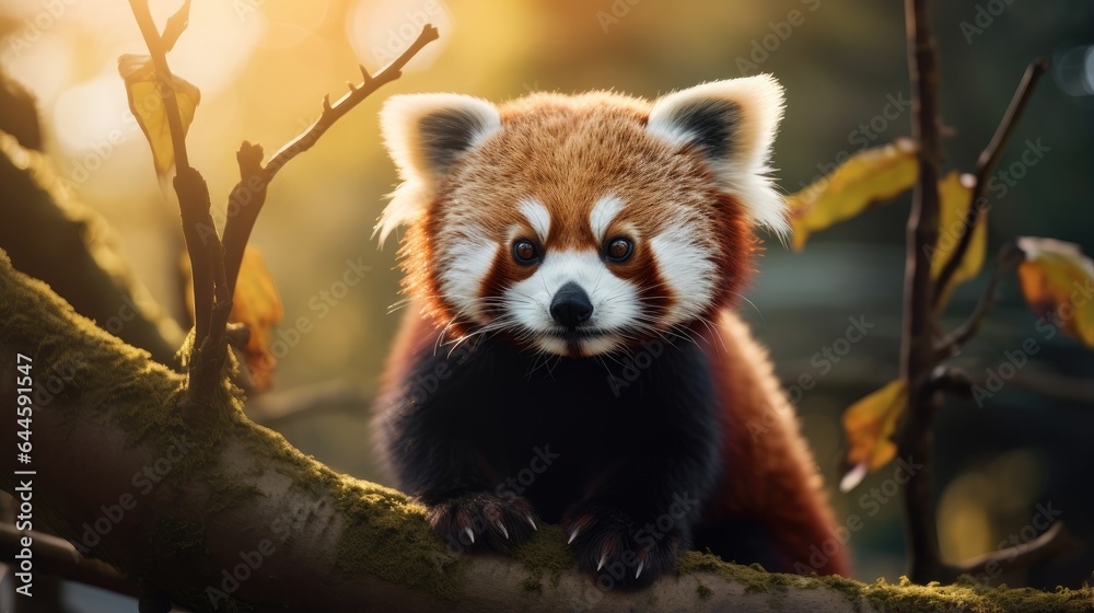 A breathtaking shot of a Red Panda his natural habitat, showcasing his majestic beauty and strength. A breathtaking shot of a Red Panda his natural habitat, showcasing his majestic beauty and strength.