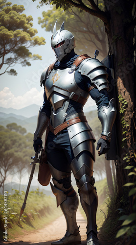 futuristic warrior with medieval style armor