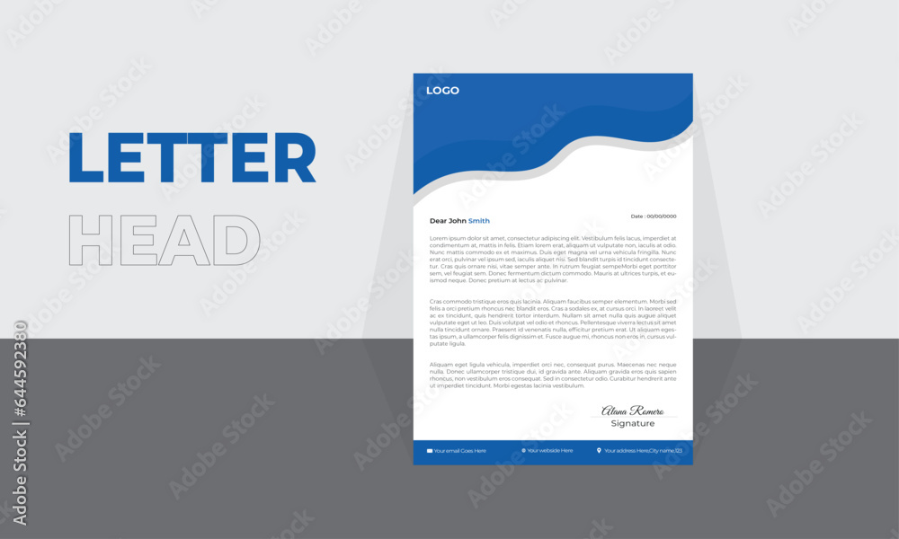 Naklejka premium Minimal Business Letterhead, Modern Abstract style Corporate Letterhead Template, Simple creative modern letter head templates. A4 sizes. 