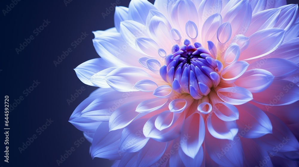 Obraz premium Illustration of a vibrant dahlia flower in close-up on purple background