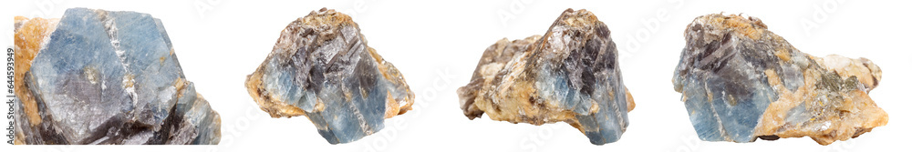 Fototapeta premium Set of Macro mineral stone Corundum in rock a white background