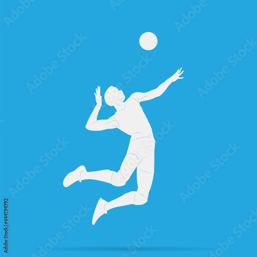 vector illustration silhouette of woman jumping and spiking ball in volleyball match