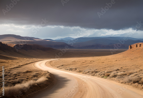 Desert road clouds  generative ai