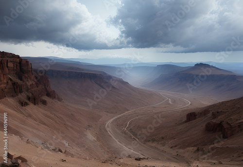 Desert road clouds  generative ai