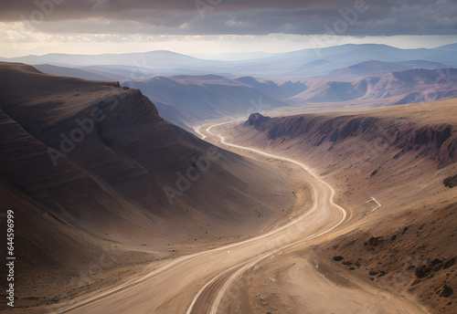 Desert road clouds, generative ai © LIUBOMYR