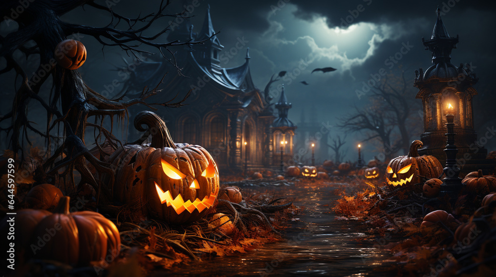 halloween concept. a spooky house in the woods. high quality illustration halloween concept. a spooky house in the woods. high quality illustration