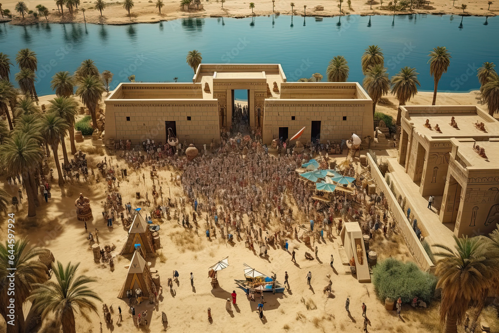 Obraz premium Illustration of Pharaoh's Funeral in Ancient Egypt.