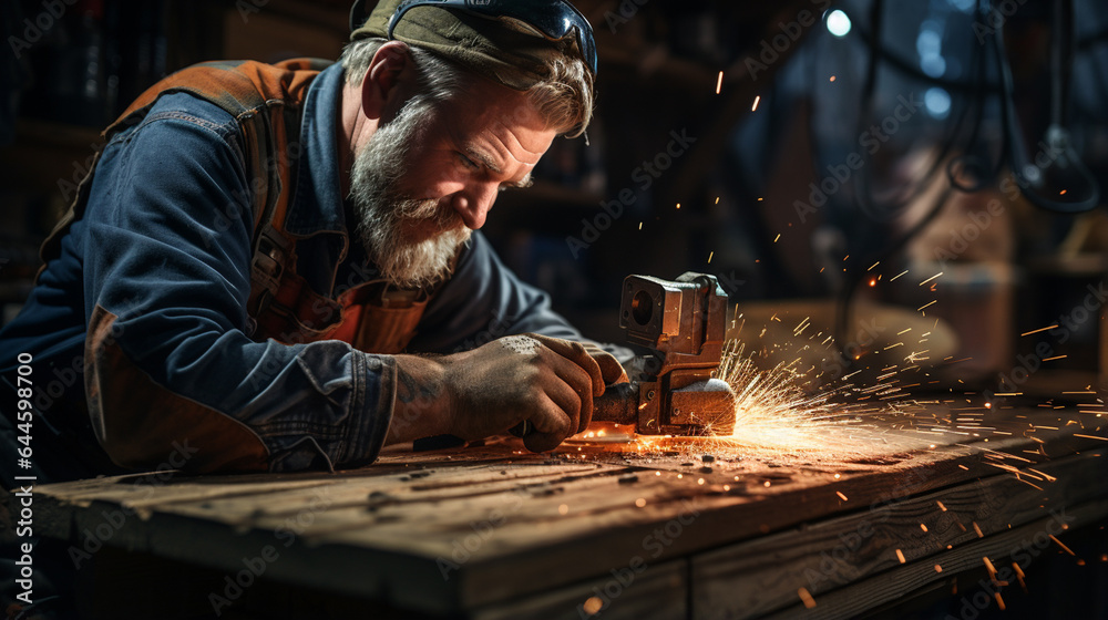 portrait of a young worker working in an industrial workshop. portrait of a young worker working in an industrial workshop.
