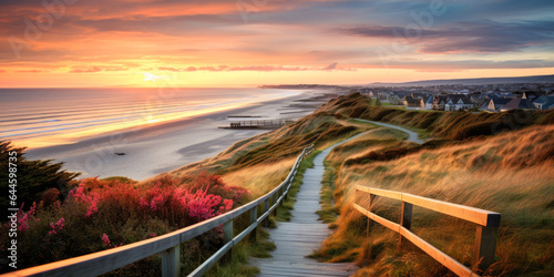 Path at Atlantic Ocean over...