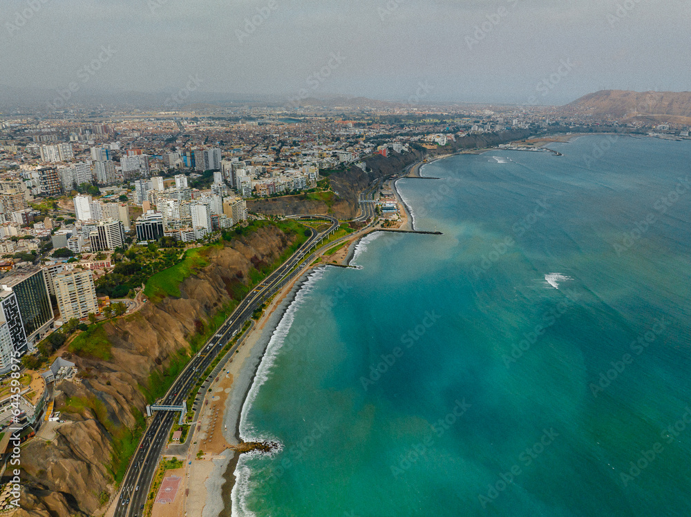 aerial photo with drone of Lima, capital of Peru