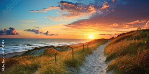 Path at Atlantic Ocean over...