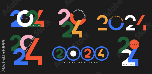 Set of 2024 numbers for new year holiday design template.Minimalistic design,template for flyer,web, cover,calendar,web,presentation.Symbols for 2024 year.Label or logo for diaries,notebooks.Vector