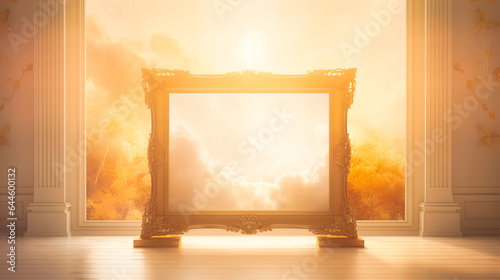 Macro of a mock-up frame in a bright sunlit room