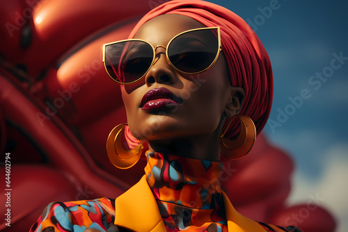African Beauty in '70s Sunset Shades 