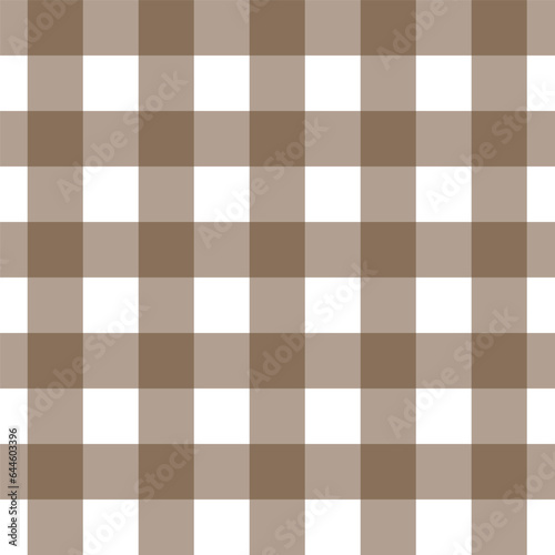 Gingham seamless pattern with dark brown and white color, checkerboard background, square, tablecloth, Vector illustration. 