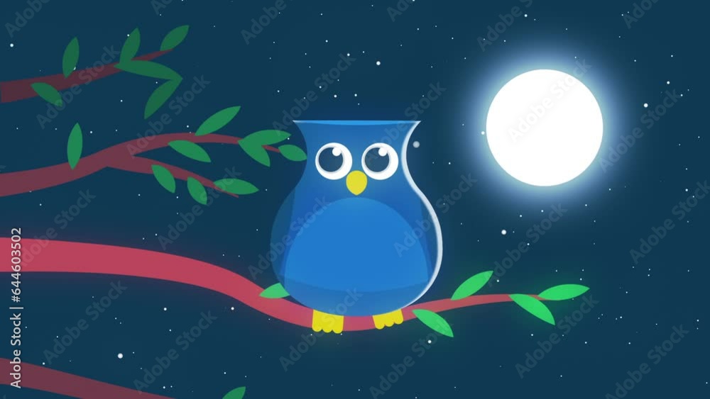 Animated owl sits on branch when a graduation hat lands on its head. The owl winks to the camera. Animated owl sits on branch when a graduation hat lands on its head. The owl winks to the camera.