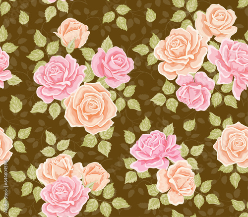 Seamless pattern with roses. Vector illustration