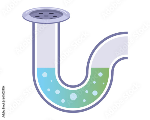 water drain to bathroom. sewer pipe. flat vector illustration.