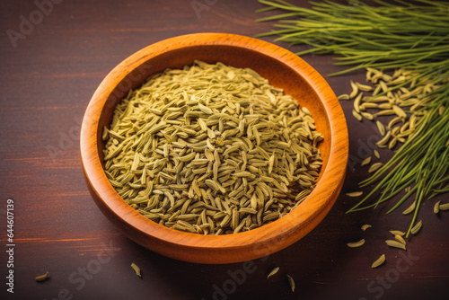 Fennel spice on solid background.