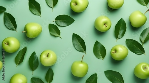 Apples flat lay pattern background.