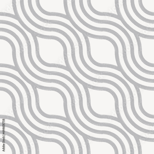 Diagonal bold brush lines vector seamless pattern. Abstract ramen, wavy noodles background