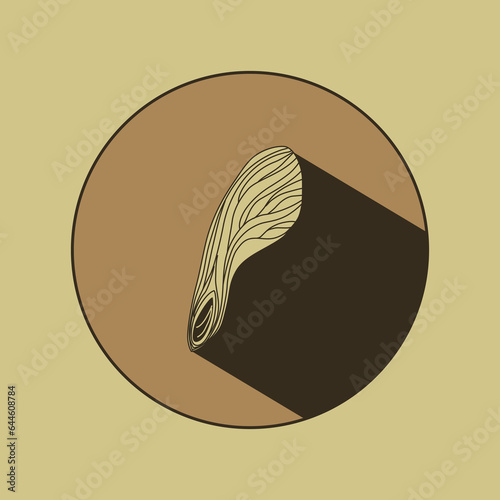 Maple seed logo with shadow. Vector images of natural elements on a brown background for eco design. Linear drawing of a maple lionfish. Autumn mood.