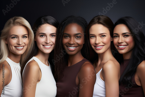 young multiethnic female persons. smiling girls.