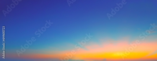 Blue yellow Blurry light soft panorama sunset sky background