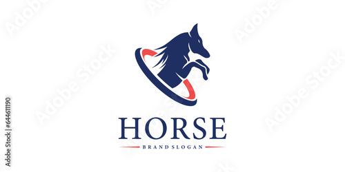 Horse jump elegant logo design symbol